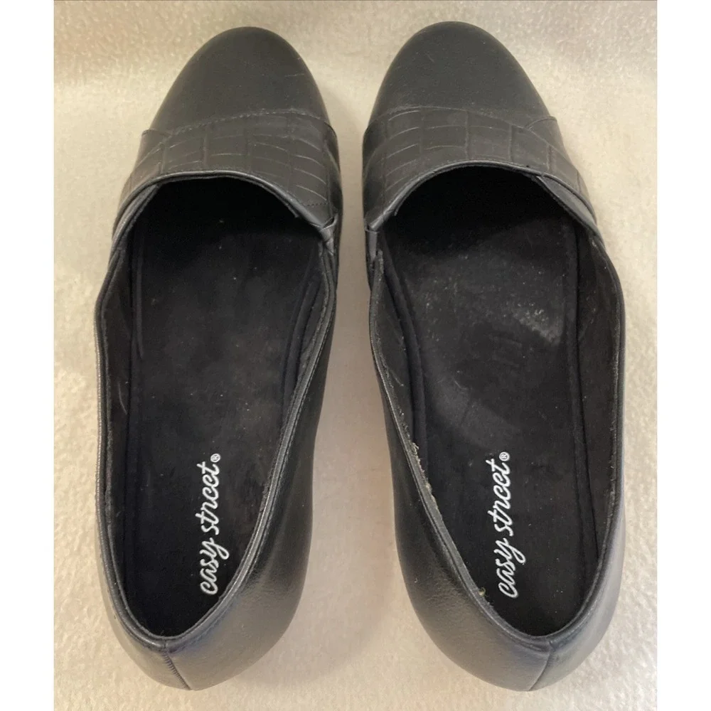 Easy Street Crisscross Slip On Black Ballet Flats Dress Comfort Shoes Womens 11M